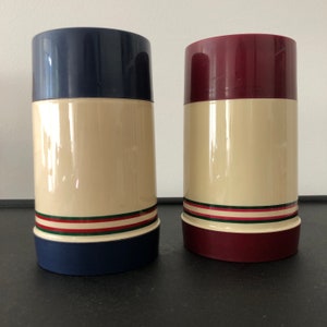 Retro Style Aladdin Thermos — Pair of 2 matching 0.43L pint thermos (red & blue 70s style)