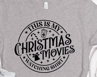 Esta es mi camiseta para ver películas navideñas, Camiseta navideña divertida, Camisetas navideñas familiares, Camiseta de película navideña, Camisetas navideñas familiares