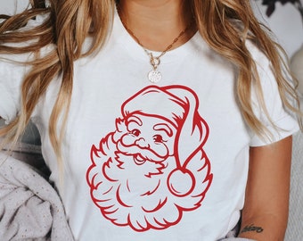 Camisa vintage de Papá Noel, camisa de Papá Noel de la vieja escuela, camisa de cara de Papá Noel, camisa de cabeza de Papá Noel, camisa de Navidad, camisa de Papá Noel, Papá Noel familiar