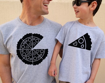 Camisas de pizza y rebanada de pizza, camisas a juego de padre hijo, camisas a juego de papá hijo, camisas de pizza de padre e hijo, camisas de pizza de papá e hijo