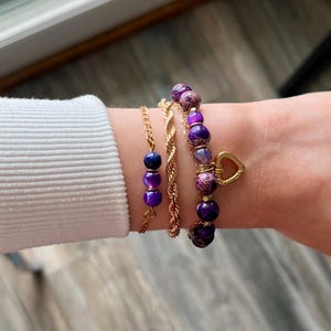 Purple Jasper Stone Beaded Bracelet