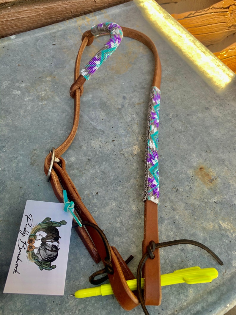 Unique Purple Beaded Headstall Etsy