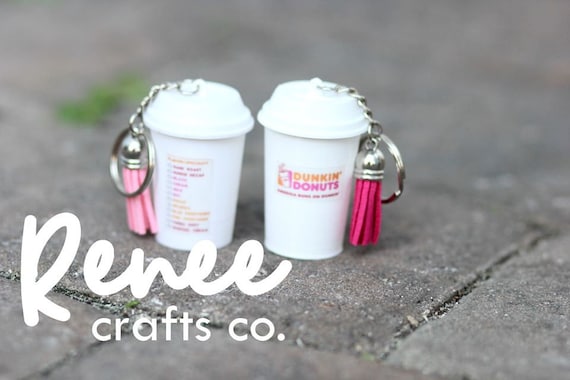 Dunkin Donuts Inspired Keychain Key Fob Tassel Included Etsy