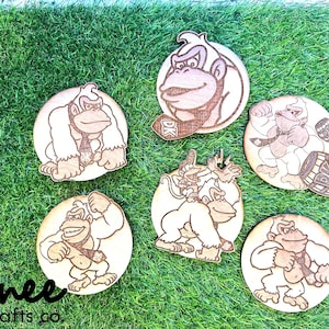 Donkey Kong Coaster Set, Donkey Kong Coaster, Video Game Coaster, , N64 Gift, Gift, , Set of 6 Mario Wooden Coasters Geek Gift, Handmade