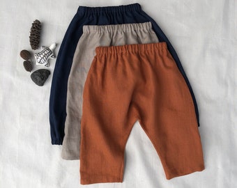 Kids Linen Harem pants. Unisex baby linen clothes. Kid clothing, boho baby and kid clothes,