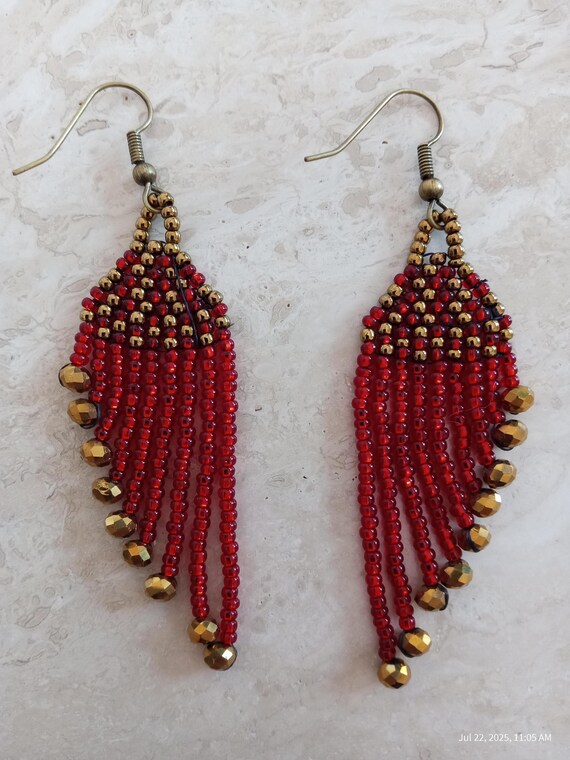 Beautiful Native Style, Fringe Earrings, Hand made unique 1 of 1.