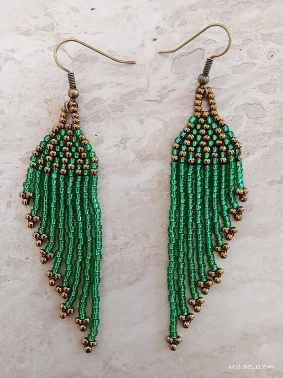 Beautiful Native Style, Fringe Earrings, Hand made unique 1 of 1.