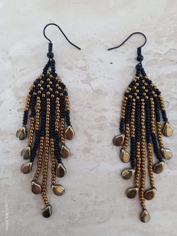 Beautiful Native Style, Fringe Earrings, Hand made unique 1 of 1.