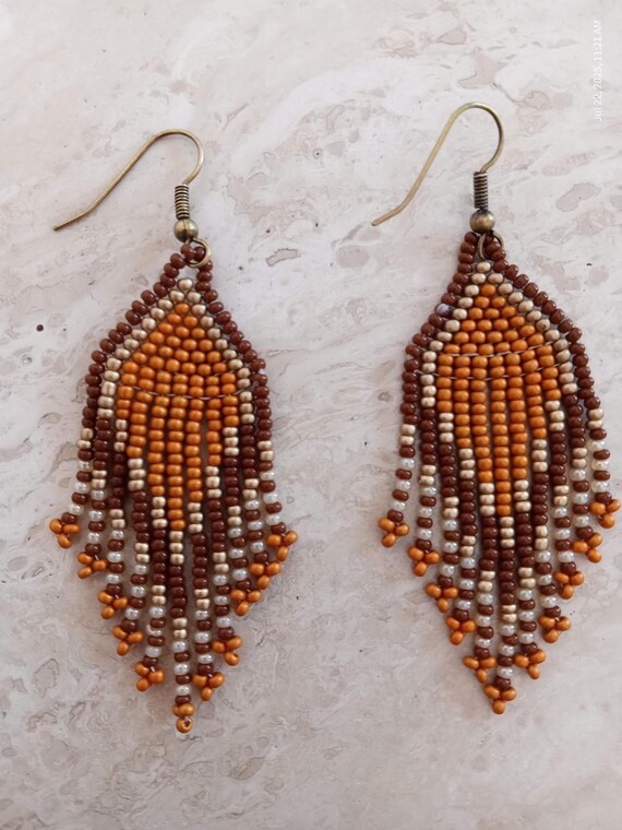Beautiful Native Style, Fringe Earrings, Hand made unique 1 of 1.