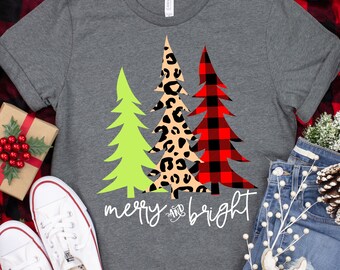 merry and bright plaid Svg, plaid christmas tree, plaid svg, leopard print tree svg, Cricut Files, Christmas Svg Designs, Christmas Cut File