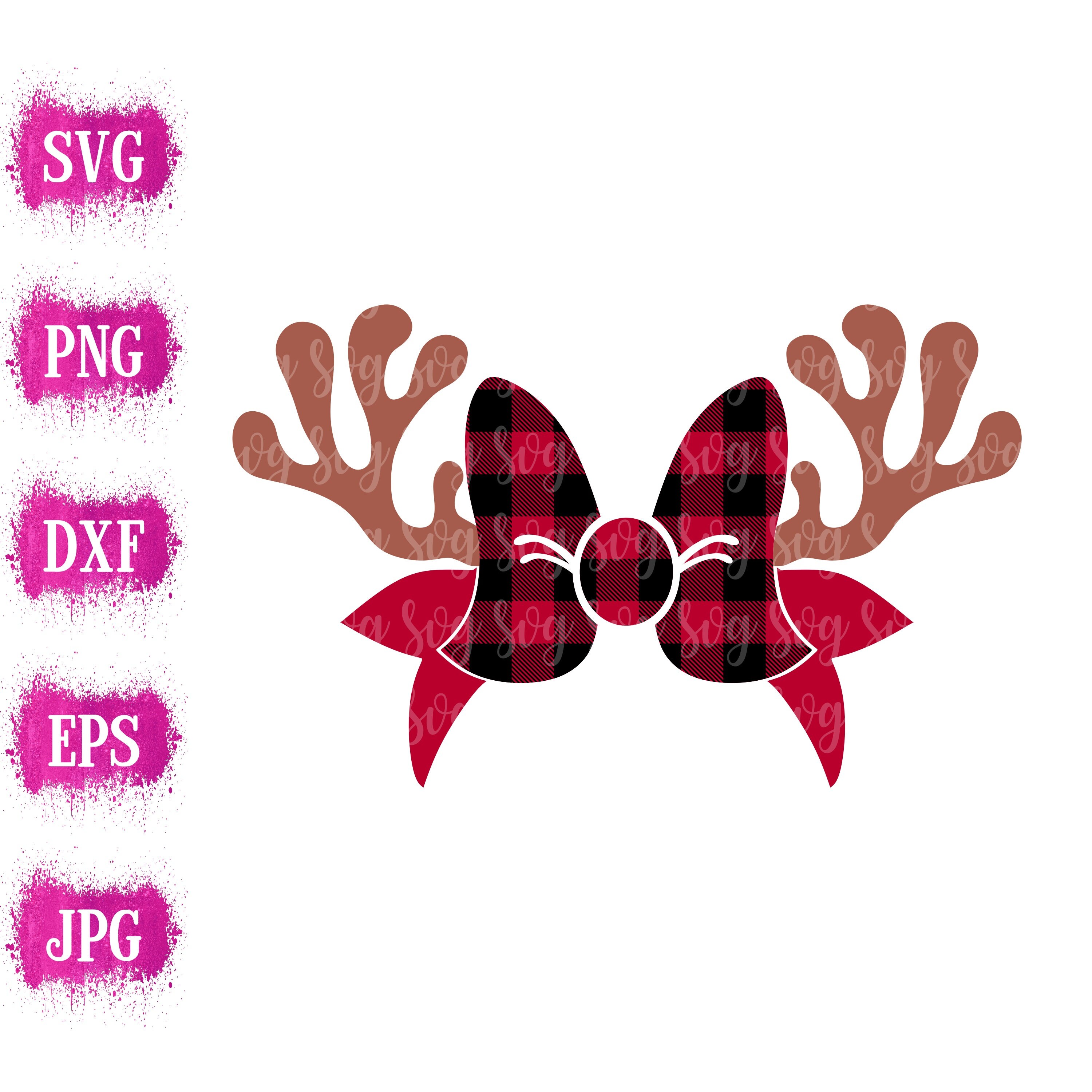 Download Plaid Reindeer Monogram Svg Antler Bow Svg Christmas Monogram Svg Christmas Svg Design Christmas Cut File Svg For Cricut