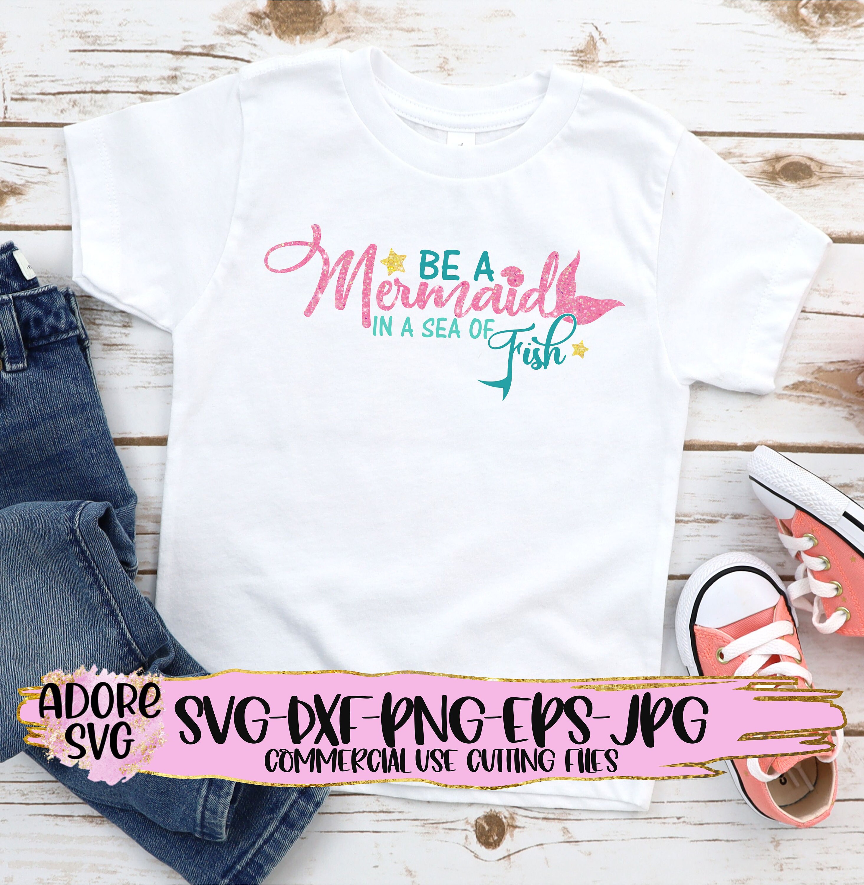 Download Commercial Use Digital Design Be A Mermaid In Sea Of Fish Summer Beach Svg Dxf Files For Cutting Machines Like Silhouette Cameo And Cricut Printing Printmaking Craft Supplies Tools