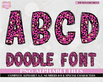 Ombre Leopard Rainbow doodle font, doodle Letters PNG, Ombre Rainbow Print Doodle Letters, Hand Drawn Alphabet Doodle, Alpha Set Designs PNG