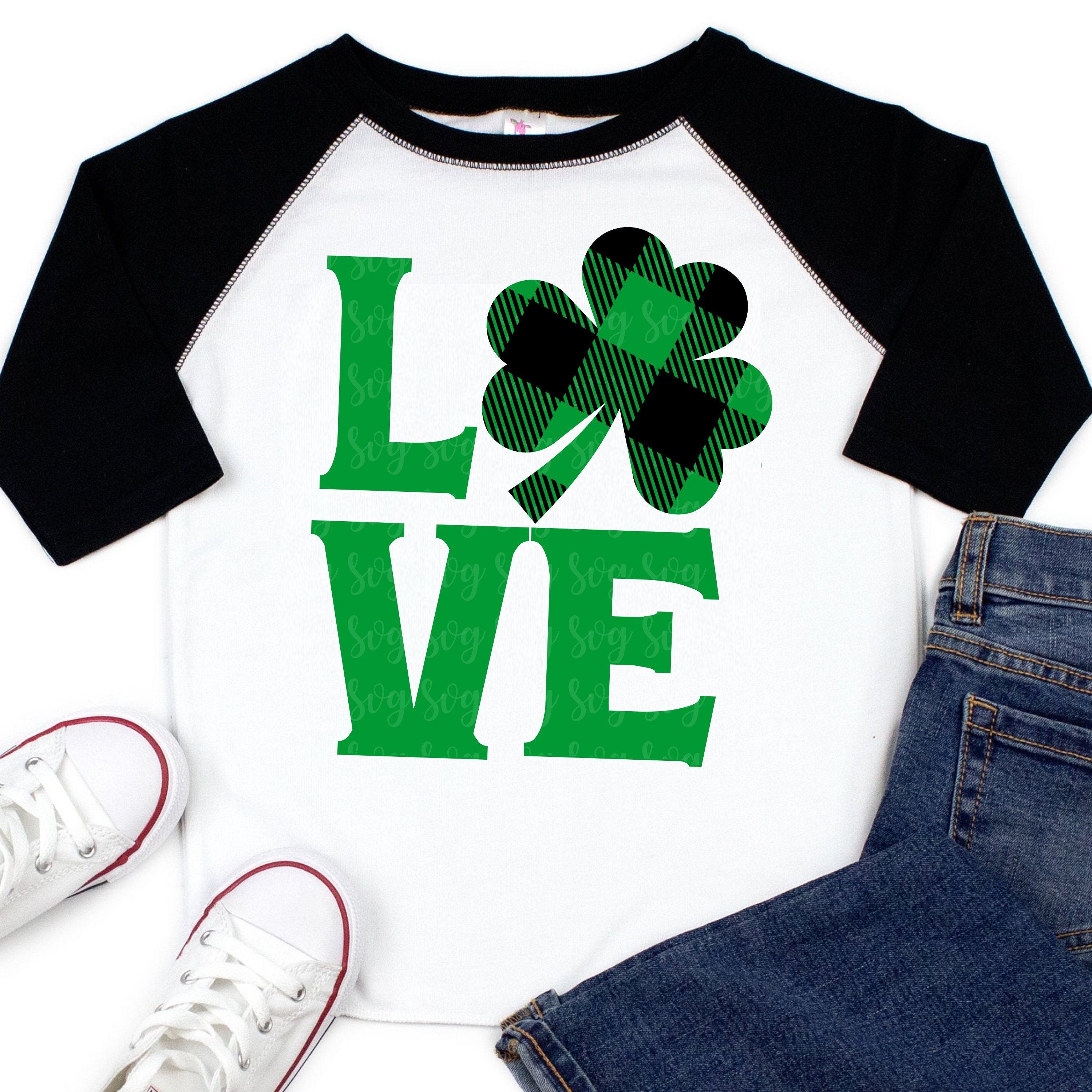Shamrock Love Plaid Svg St Patricks Day Svg St Pattys Day Svg File For Cutting Machines Cameo Cricut Svg For Cricut Irish Svg Plaid Svg