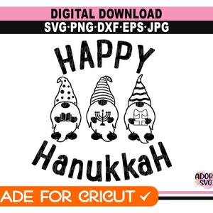 Hanukah svg, Happy Hanukah svg, Happy Hanukah png, Happy Hanukah Gnomes svg, Christmas svg, Christmas svg designs, Christmas cut files image 2