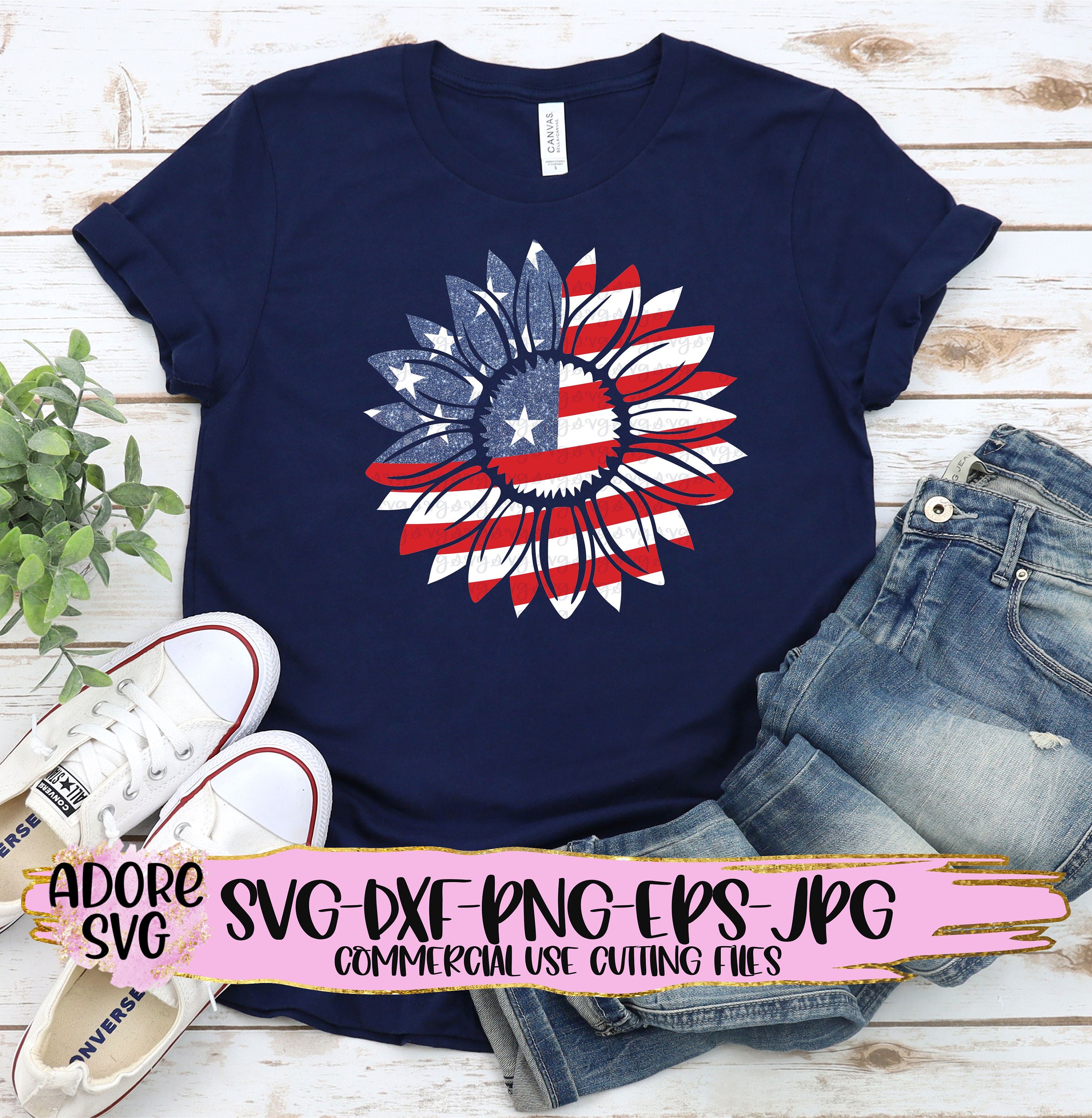 Download Summer Svg Independence Day Svg Patriotic Sunflower Svg 4th Of July Svg American Flag Sunflower Svg Summer Cut File Summer Svg Design