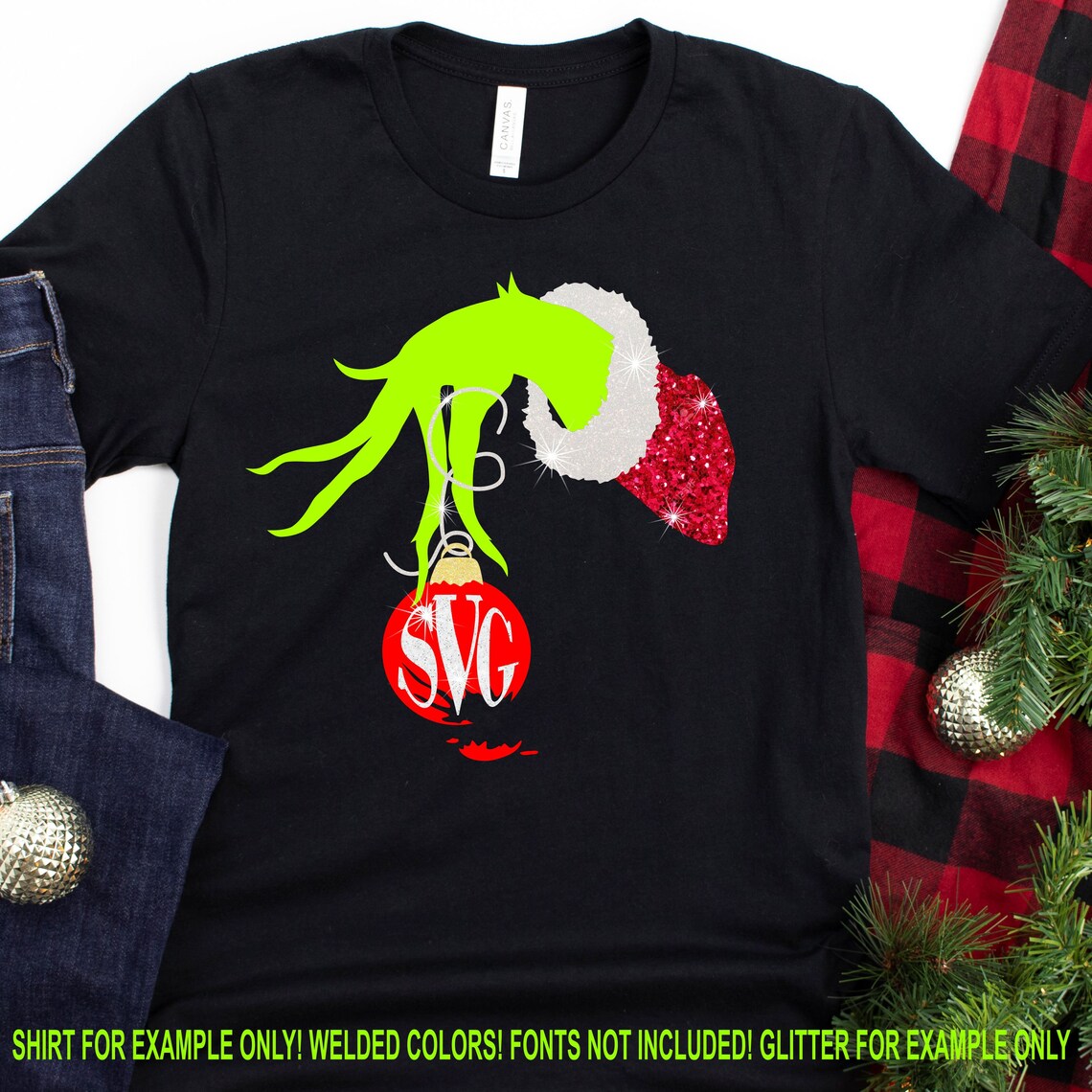 Download Christmas monogram svg grinch hand monogram svg ornament ...