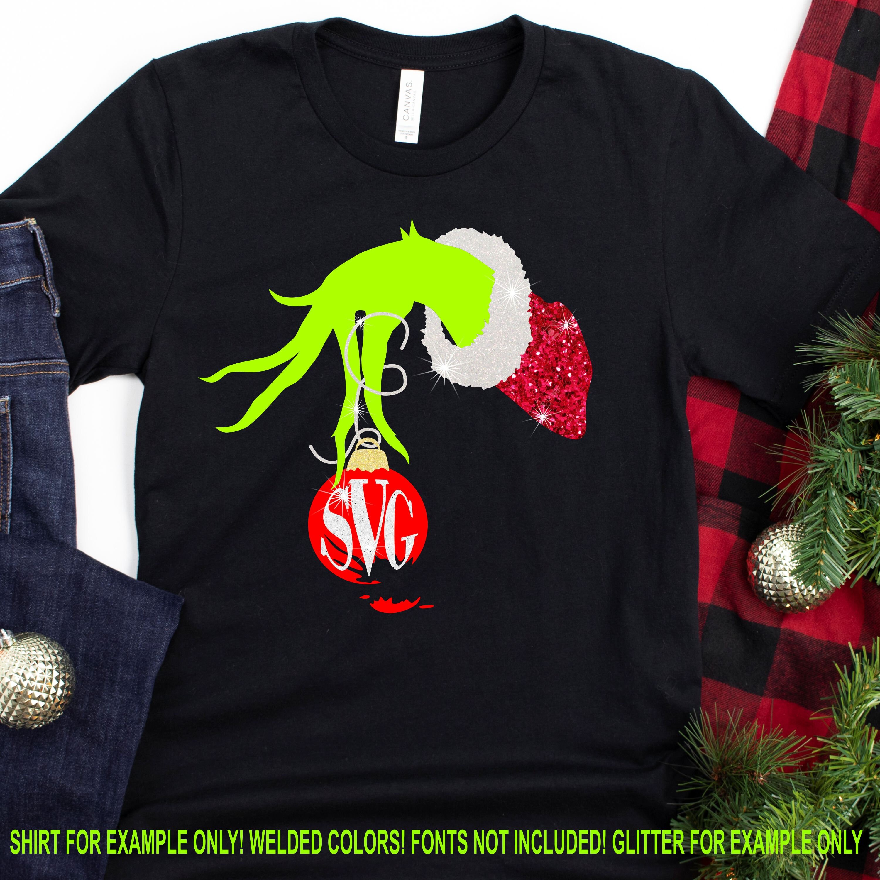 Download Christmas Monogram Svg Grinch Hand Monogram Svg Ornament Etsy