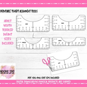 Tshirt Ruler SVG Bundle, T-shirt Alignment Tool DXF, Shirt Placement Guide,  Digital Download 4 Rulers Included 