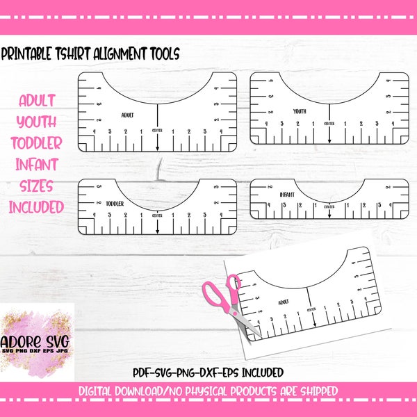 T-shirt Alignment Tool, Printable PDF, Printable Digital File t-shirt alignment tool svg, Tshirt Ruler SVG,  TShirt Placement Guide ruler