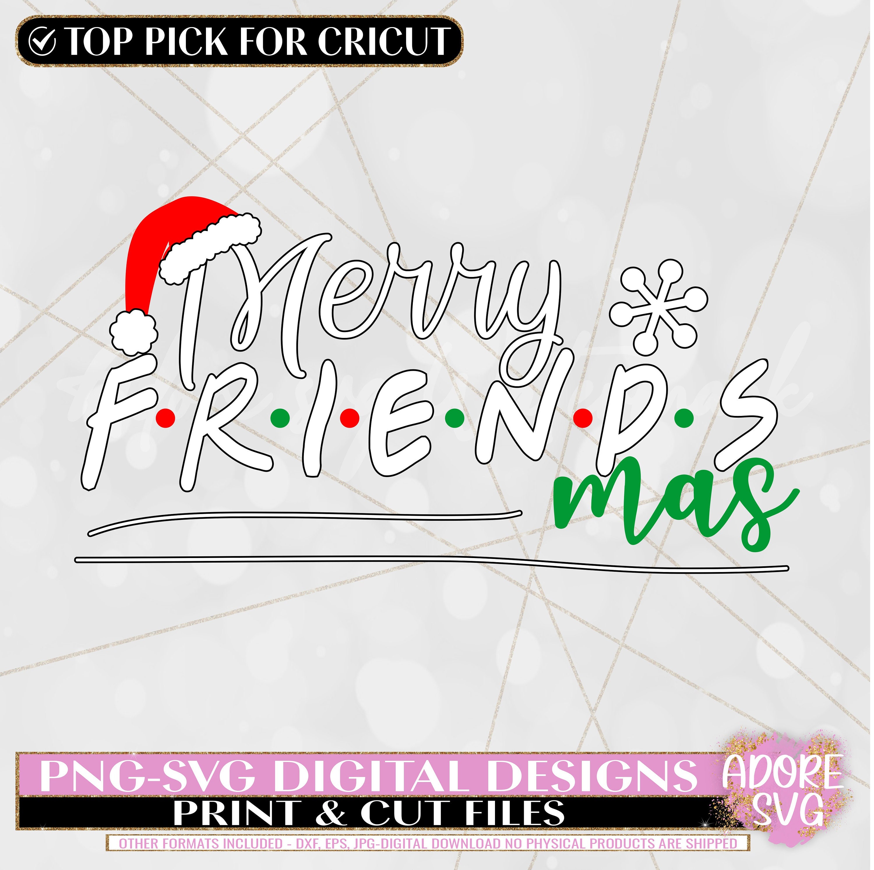 Merry Friendsmas SVG Friends Svgsanta Hat Svg Christmas - Etsy