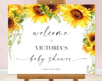 Sonnenblume Baby Shower Willkommensschild Digital Welcome To Editable Poster • SOFORTIGER DOWNLOAD
