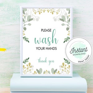 Wash Your Hands Printable Poster, Hand Washing Sign Digital Download, Toilet Rules Sign, Bathroom Decor - JPEG - INSTANT DOWNLOAD - 2 sizes