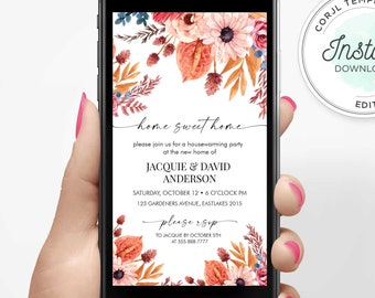 Einweihungspartyeinladung: Florale Mobile Invite (Digitaler Download)