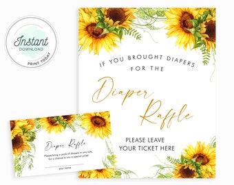 Sunflower Windel Raffle Los & Sign (Digitaler Download)