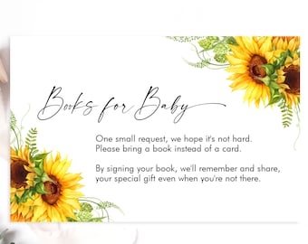 Sonnenblume-Baby-Dusche-Buch Insert-Karte (digitaler Download)