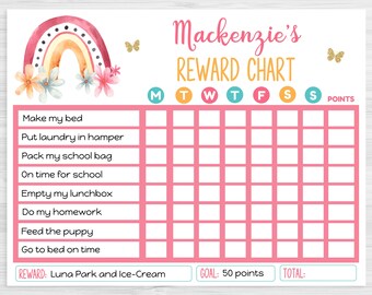 Rainbow Chore Chart Vorlage: Bearbeitbares Verantwortungsdiagramm (Corjl Instant Download)