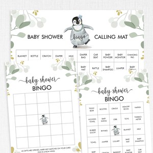 Boy Baby Shower Bingo, 60 Voorgevulde Pinguïn Bingo Kaarten, PBB01