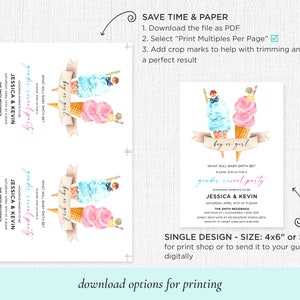 Eiscreme Gender Reveal Einladung: Er oder Sie Party (Digitaler Download) Bild 9