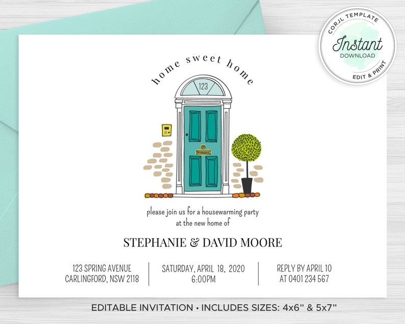 Housewarming Party Invitation Home Sweet Home Moving Etsy