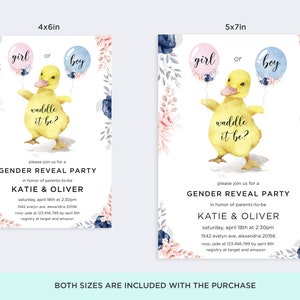 Duck Gender Reveal Invitation: Waddle it Be, He or She (Corjl Template) image 4