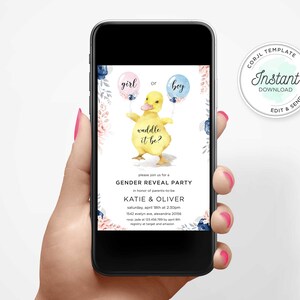 Duck Gender Reveal Invitation: Waddle it Be, He or She (Corjl Template) image 8
