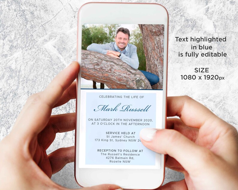 Celebration of Life Electronic Funeral Announcement With Etsy UK