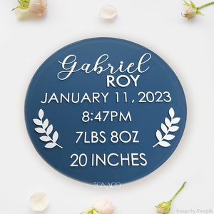 Baby Birth Announcement Acrylic Sign | Newborn Statistics | Custom Name Sign | Acrylic Photo Prop