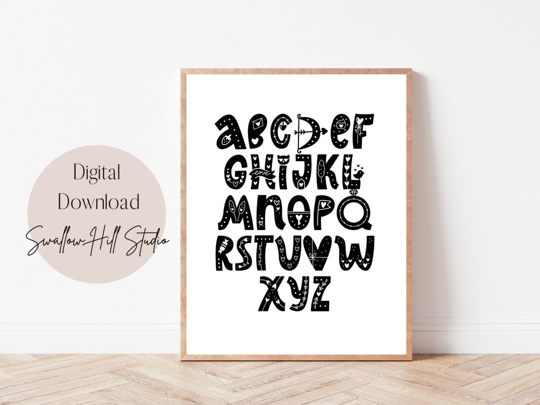 ABC Printable, Alphabet Nursery Printable, Baby Room Decor, Baby Shower ...