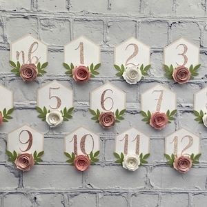 First Birthday Photo Banner / Geometric / Floral / Pink and White