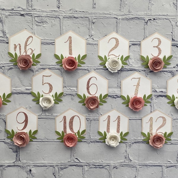 First Birthday Photo Banner / Geometric / Floral / Pink and White