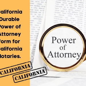 Formulario de poder notarial duradero para notarios de California / Formulario de apoderado / Servicios notariales de California / Documento notarial público / Descarga instantánea