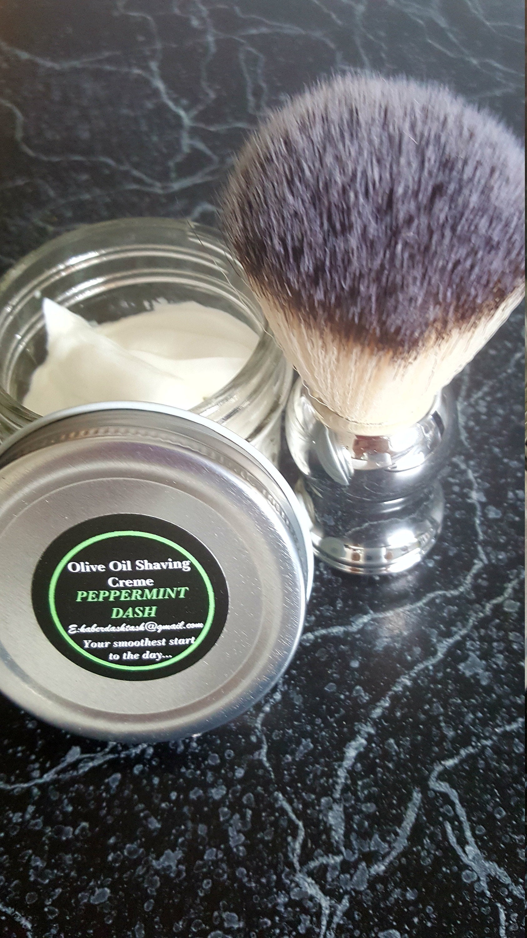 Peppermint Dash Olive Oil Shave Cream and Brush Etsy
