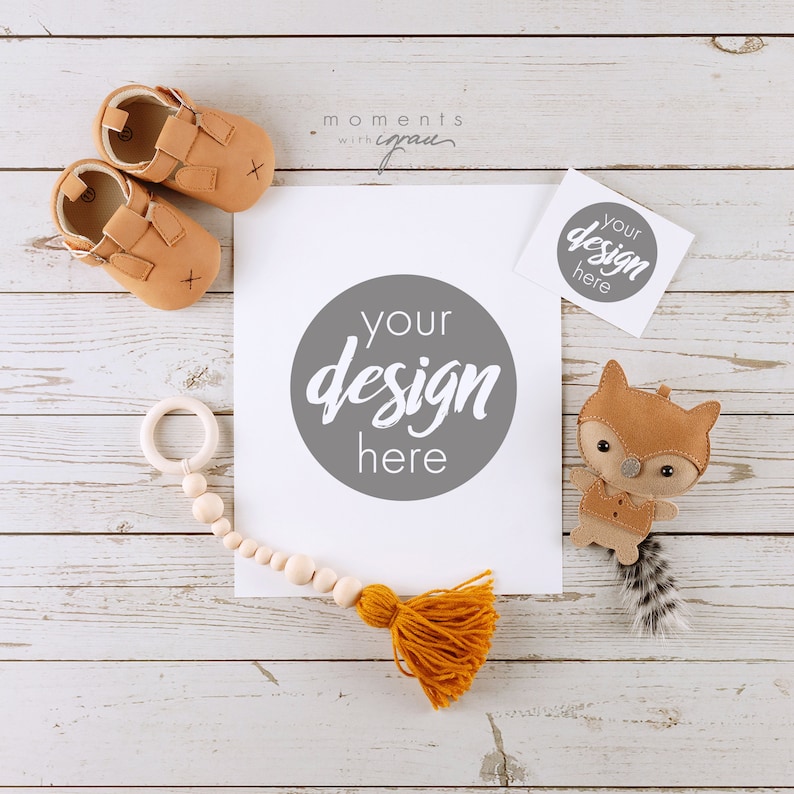 Download Pregnancy Announcement Mockup Woodland Cute Fox Baby | Etsy