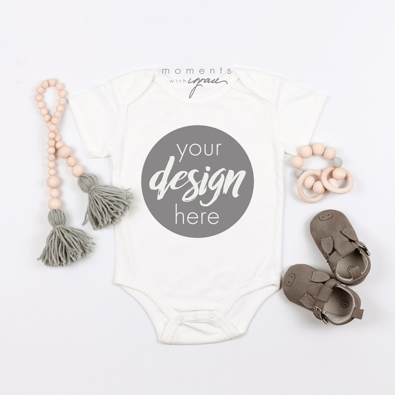 Download Baby Onesie Mockup Baby Onesie Styled Stock White and Gray | Etsy