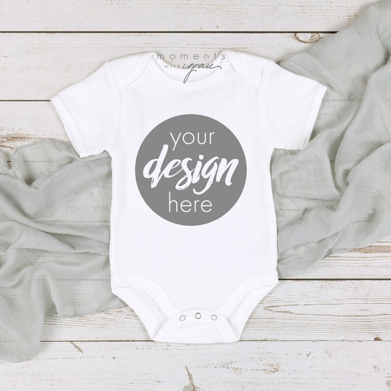 Download Baby Onesie Mockup Styled Stock Simple Gray and White Baby ...