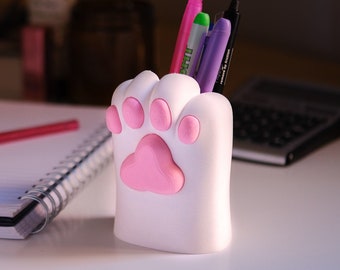 Cute Cat Paw Pen Holder for Desk Kawaii Pencil Marker Desk Setup Organizer