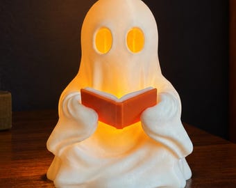 Ghost Reading Book – Tealight Holder with Flickering LED Included