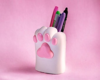 Cute Cat Paw Pen Holder for Desk Kawaii Pencil Marker Desk Setup Organizer