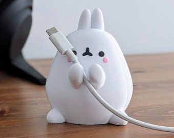 Kawaii Chubby Bunny-kabelhouder - 3D-geprint konijnenkoord opberger voor bureau | Perfect cadeau